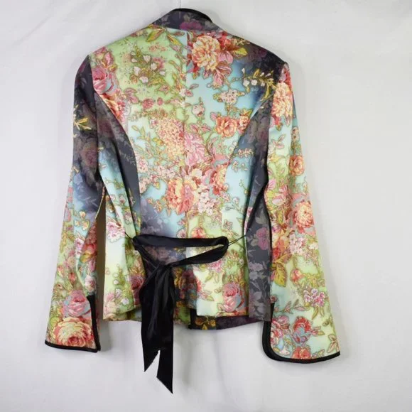 Monaco Nights Asian Inspired Watercolor Jacket L - Picture 6 of 7